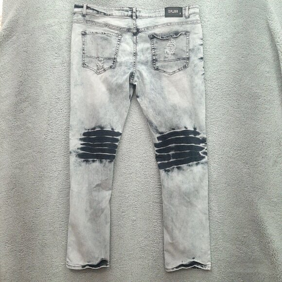 Spark ripped and repaired Black acid wash Jeans 40X31 - Picture 5 of 11